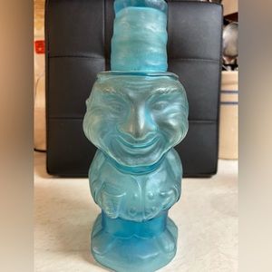 Vintage W.C. Fields Man Tumble Up Decanter in RARE Satin Blue